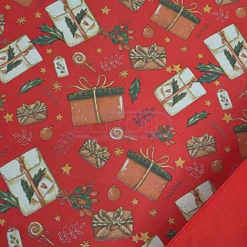 crveni novogodišnji ukrasni papir