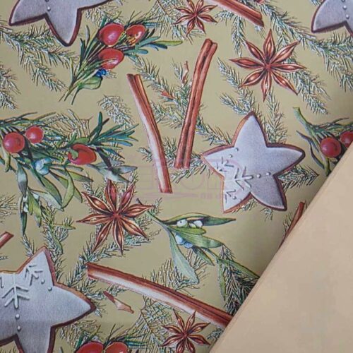 žuti ukrasni papir sa novogodišnjim elementima